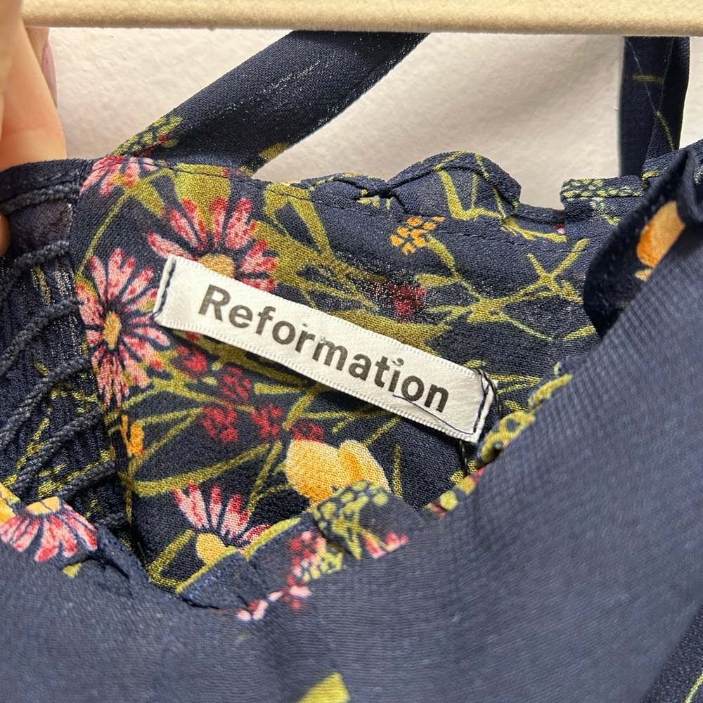 Reformation Navy Floral Midi Nikita Dress - Picture 8 of 9
